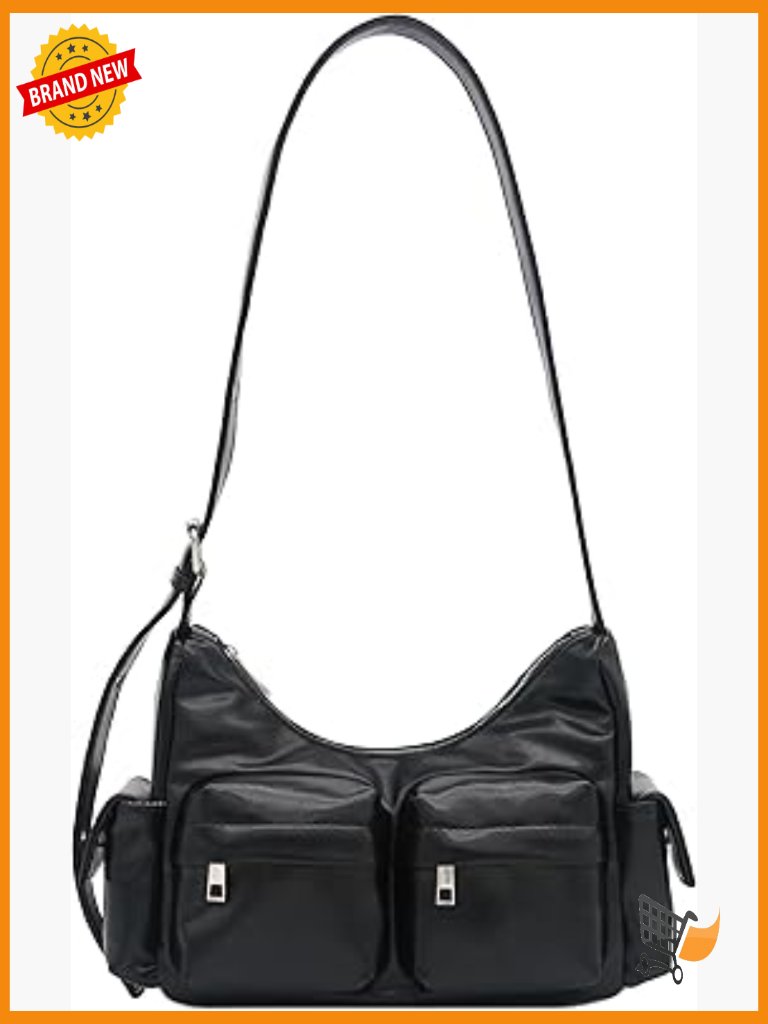 Glossy Faux Leather Multi Pocket Shoulder Bag Hobo